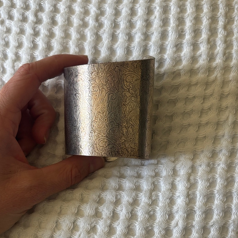 Engraved Silver western Cuff Bracelet
